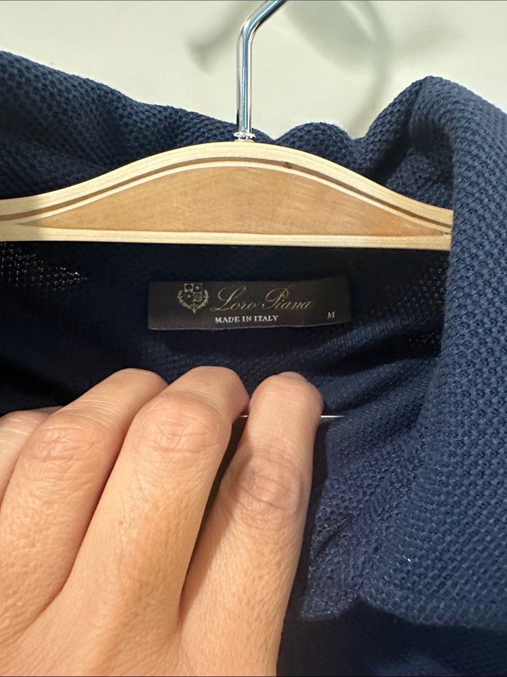 Loro Piana Dark Navy Long-Sleeve Polo Shirt - Picture 11 of 14